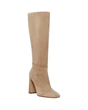 Steve Madden Ally Block-Heel Tall Sand Suede Ally07S1 - Brown