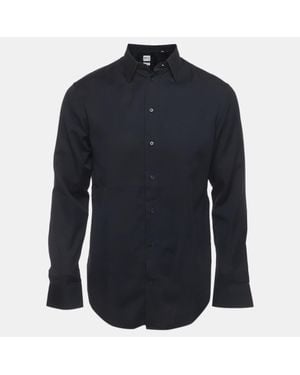 Armani Collezioni Dobby Cotton Regular Fit Shirt - Blue