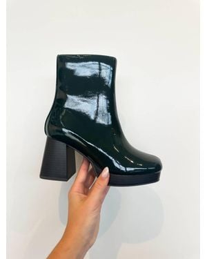 Fortune Dynamic Patent Vegan Leather Bootie - Blue