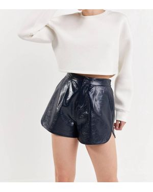 Grey Lab High-Waisted Faux Leather Short - Blue