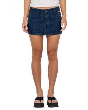 Rusty Webber Denim Low Rise Micro Mini Skirt - Blue