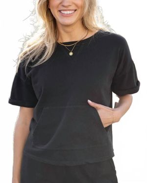 Grace and Lace French Terry Short Sleeve Sweatshirt - Black