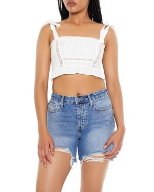 Forever 21 Tie-Strap Flounce Crop Top - Blue