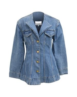 Ganni Cutline Fitted Blazer - Blue
