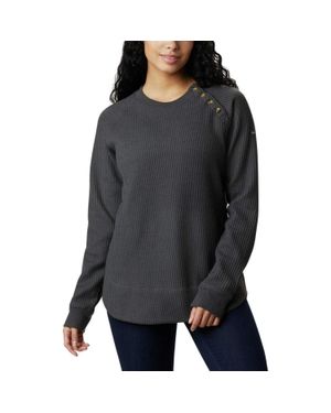 Columbia Chillin Sweater Shark Thermal Stretch Waffle Knit Sgn1703 - Gray