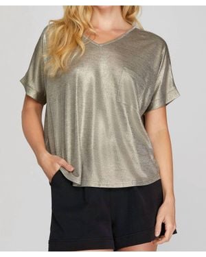 She + Sky Dolman Sleeve Foil Tunic - Gray