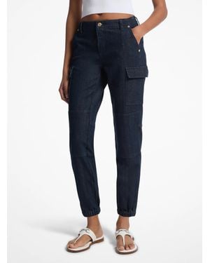 Michael Kors Outlet Washed Stretch Denim Cargo Jeans - Blue