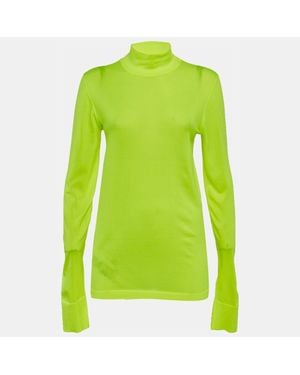 Les Rêveries Neon Stretch Knit Turtleneck Sweatshirt - Green