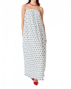 Endless Rose Samantha Strapless Pleated Polka Dot Maxi Dress - White