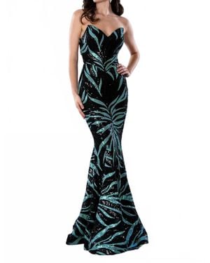 Tella Couture Long Prom Sequin Dress - Green