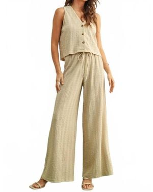 Miou Muse Textured Wide-Leg Pant - Natural