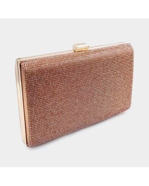 Fashnzfab Bling Rectangle Crossbody Evening Clutch Bag - Brown