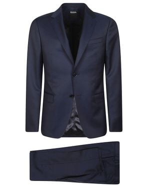 ZEGNA Lux Tailoring Notch Lapel Two-Piece Wool-Mohair Suit - Blue