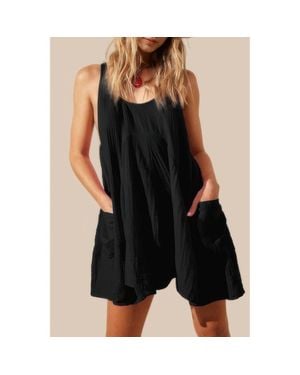 TRUEDAMES Solid A Line Pockets Low Back Knot Midi Dress - Black