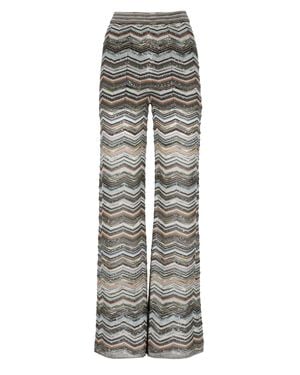 Missoni Wide-Leg Viscose Pants With All-Over Lurex Pattern - Gray