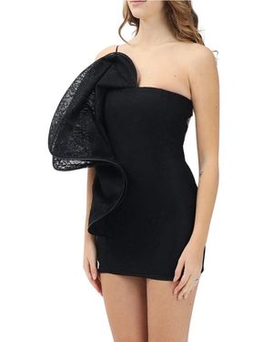 SIMONA CORSELLINI Polyamide One-Shoulder Lace Mini Dress - Black