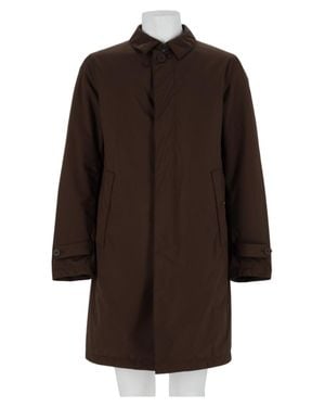 Herno Minimalist Concealed Placket Faux Fur Jacket - Brown