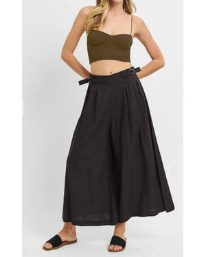 Risen Wide Leg Linen Pants - Black