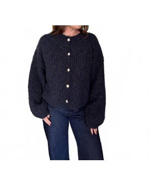 SOFIA The Label Briar Speckled Knit Button Cardigan - Blue