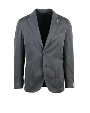 L.B.M. 1911 Cotton Polyamide Elastane Fitted Jacket - Gray