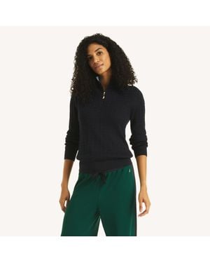 Nautica Quarter-Zip Cable Sweater - Black