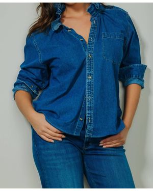 SHOP KMJ Quarantina Button Down Top - Blue