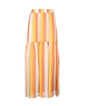 Attic And Barn Vertical Striped Tiered Maxi Skirt - Orange