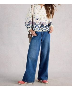 White Stuff Lana Button Down Top - Blue