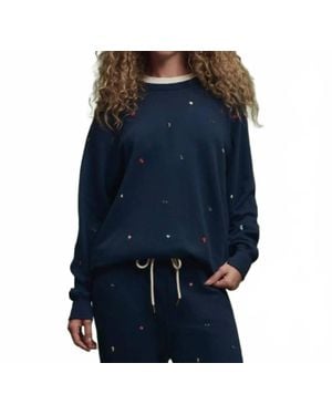 The Great College Sweatshirt With Tossed Floral Embroidery - Blue