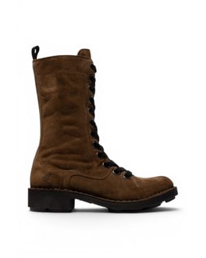 Fly London Leather Lace-Up Combat Ankle Boots- Nole176 - Brown