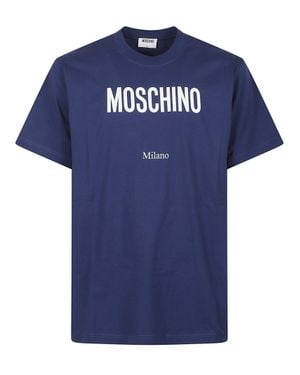 Moschino Logo Print Cotton T-Shirt - Blue