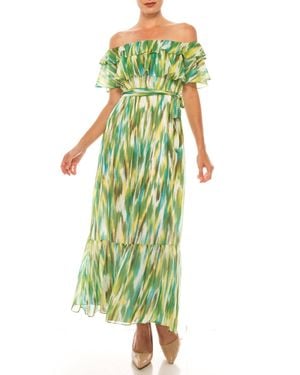 Donna Morgan Print Midi Dress - Green