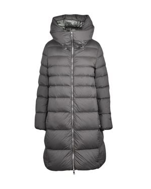 Add Quilted Down Jacket With High Collar And Adjustable Toggles - Gray