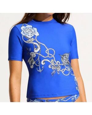 Seafolly Ahoy Short Sleeve Rashvest - Blue