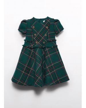 Abel & Lula Girls Plaid Frying Dress - Green