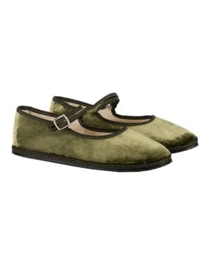 Vibi Venezia Mary Jane Silk Velvet Shoe - Green