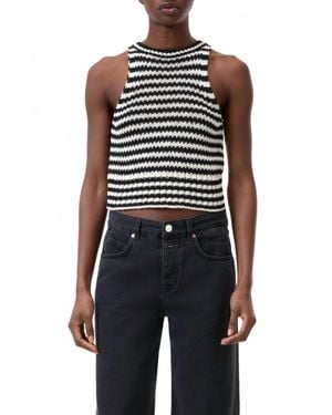 Closed Crochet Knit Tank - Black