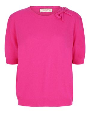 Valentino Wool Ribbon Accent Top - Pink