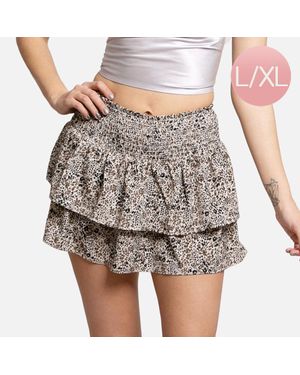 TRUEDAMES Spotted Ruffle Tiered Mini Skirt L/Xl - Black