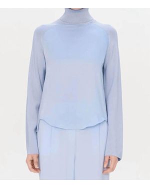 Jonathan Simkhai Mateo Long-Sleeve Turtleneck Combo Top - Blue