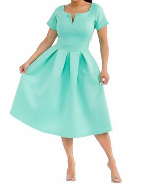 Karen T Design Pleated Midi Dress - Blue