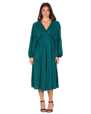 green empire waist dress Green Embellished Short Sleeve Empire Waist Dress main image 1