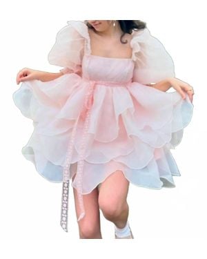 Selkie Rose Petal Puff Dress - Pink