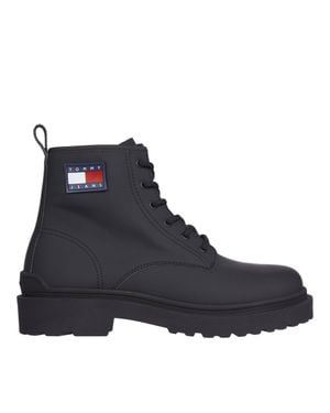 Tommy Hilfiger Sleek Matte Lace-Up Leather Boots - Blue
