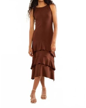 NVLT Delphi Tiered Ruffle Dress - Brown