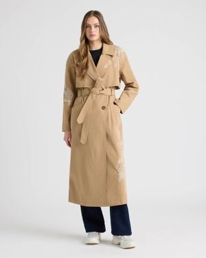 NVLT Trench Coat With Embroideries - Natural