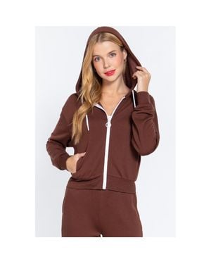 TRUEDAMES Fleece French Terry Jacket - Brown