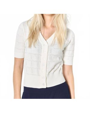 Apricot Stripe Cardigan - White