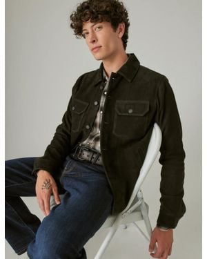 Lucky Brand Cole Hauser Suede Military Shirt Jacket - Black