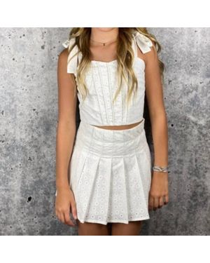 If So Eyelet Tie Shoulder Top - White